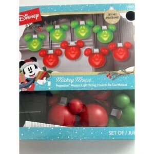 Disney Christmas Mickey Mouse Projection 8 Musical Light String - 8.2 ft Long